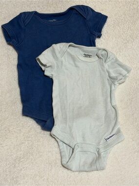 Gerber Short-Sleeve One-Piece Bodysuits - Navy & Light Mint